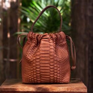 Adriana Castro Python Skin La Rossy Mini Bucket Bag Boho Chic Snake